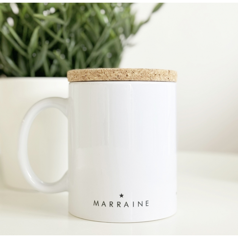 Marcel et Lily – Mug Avec Son Couvercle En Liège – Marraine – Image 2