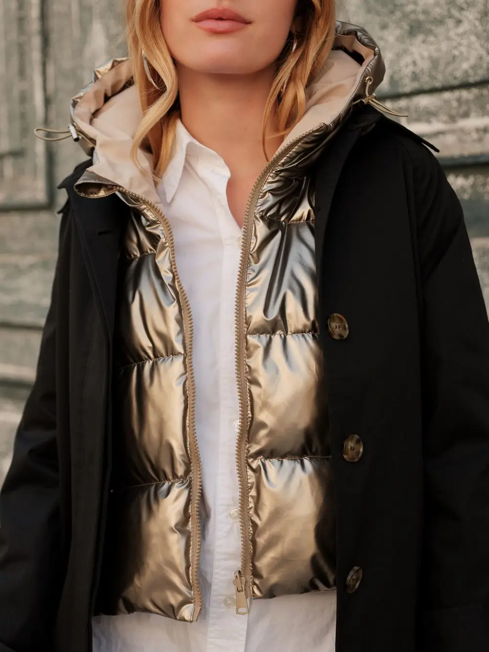 Attrait Paris – Capuche doudoune réversible – Dorée – Image 4