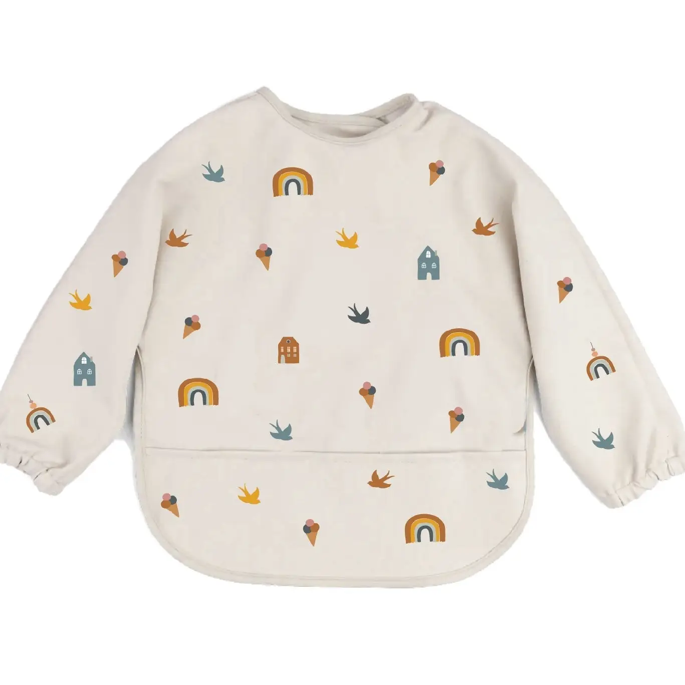 The Cotton Cloud – Bavoir à manches longues – Arc-en-ciel