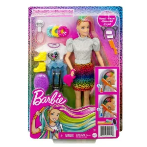 Barbie chevelure arc-en-ciel léopard – Mattel
