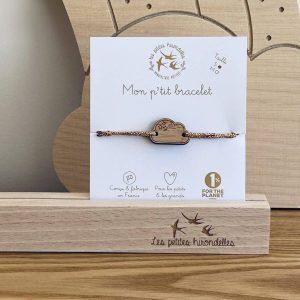 Les Petites Hirondelles – Bracelet en bois taille S – Nuage doré