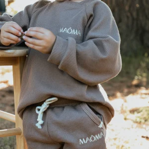 Ensemble gaufré à 2 pièces manches longues pour enfant - Marron