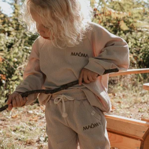 Ensemble gaufré à 2 pièces manches longues pour enfant - Beige