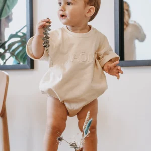 Barboteuse terry à manches courtes MAÖMA - Crème