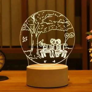 Lampe 3D Couple Assis Sur Un Banc