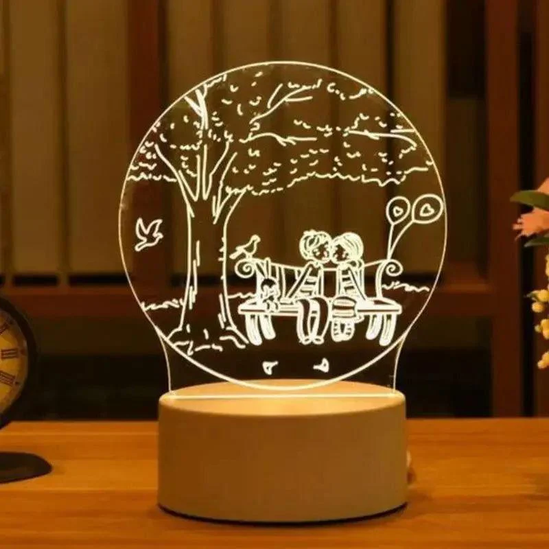 Lampe 3D Couple Assis Sur Un Banc