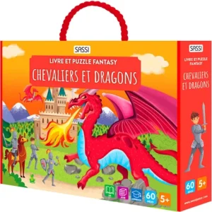 Livre et puzzle fantasy chevaliers et dragons -Sassi