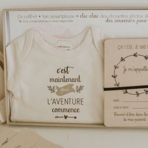 Nuage Chantilly – Coffret de naissance –  »C&rsquo;est maintenant que l&rsquo;aventure commence »