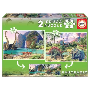 Puzzles 2 x 100 pieces dino world