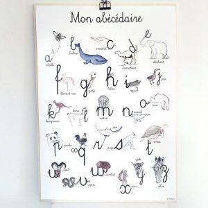 Nuage Chantilly – Abécédaire – A4 avec support en bois et pince métal