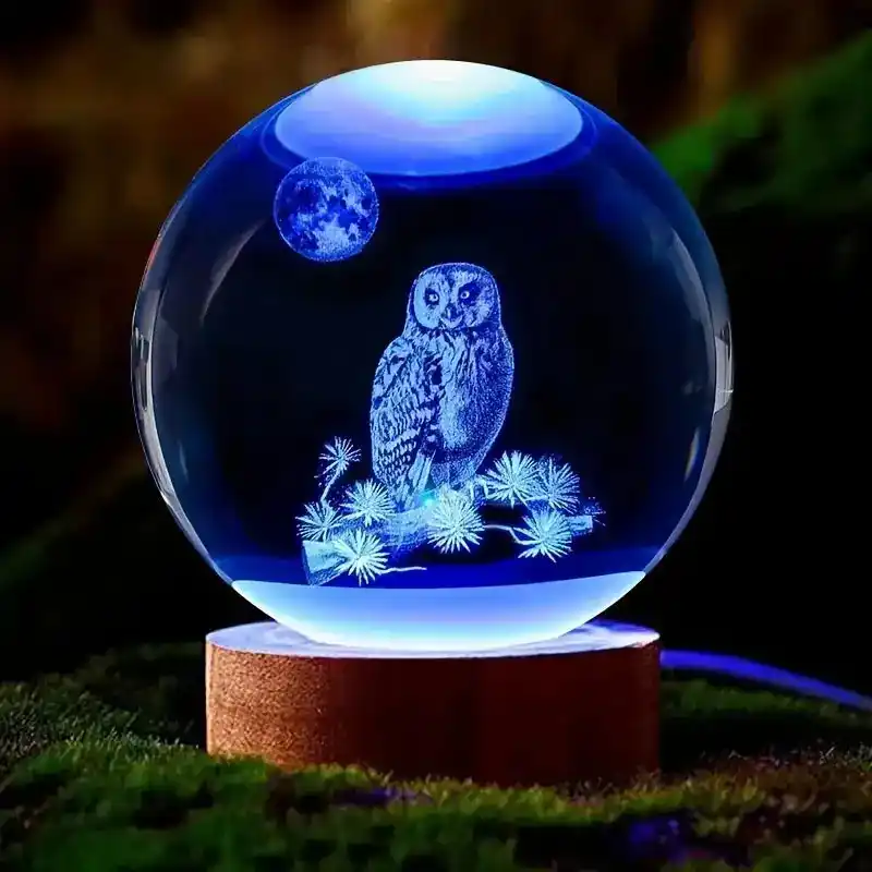 Veilleuse Hibou Boule De Cristal Led