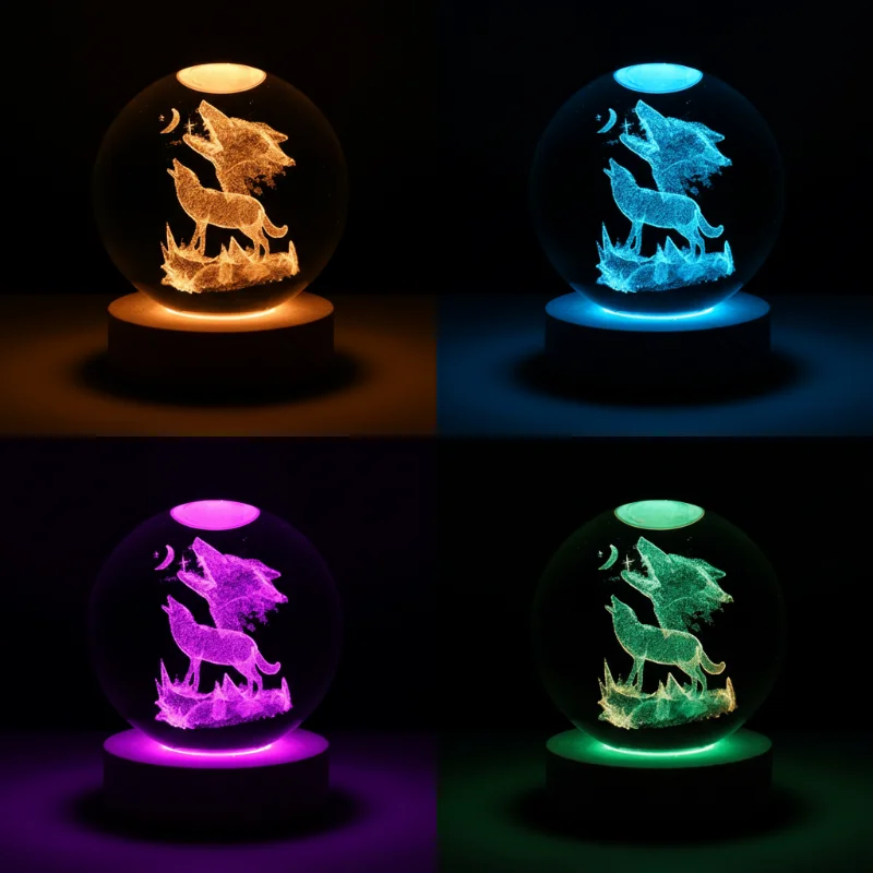Lampe Loup Boule Lumineuse 3D – Image 3