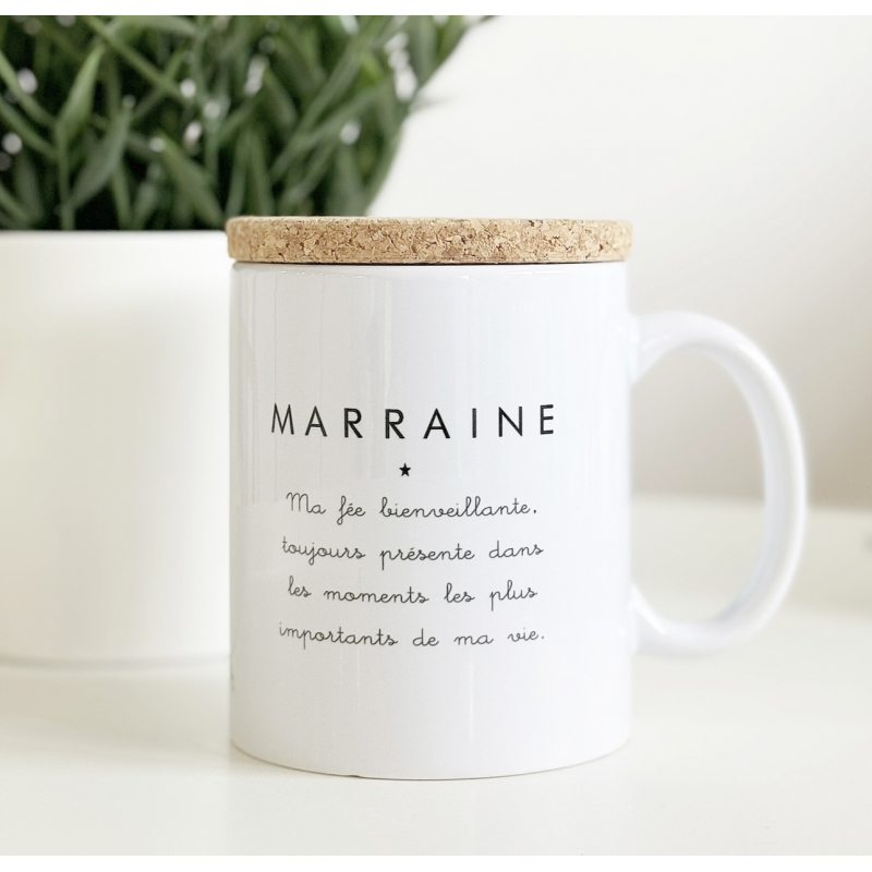 Marcel et Lily – Mug Avec Son Couvercle En Liège – Marraine