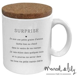 Marcel et Lily – Mug Couvercle En Liège – Surprise tu vas être mamie