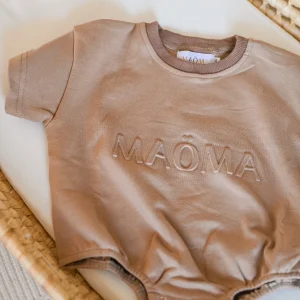 Barboteuse terry à manches courtes MAÖMA - Taupe