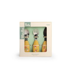 Moulin Roty – Set de couverts en silicone – Trois petits lapins