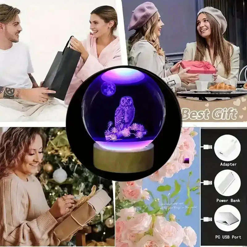 Veilleuse Hibou Boule De Cristal Led – Image 7